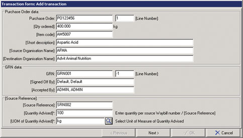 Figure 1. Transaction Wizard: Step 1